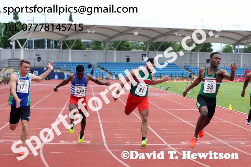 Senior mens 100 metres, Northern Senior and Under-20s Champs., SportsCity, Manchester. Photo: David T. Hewitson/Sports for All Pics